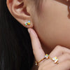 Wholesale Ferris Wheel Colorful Oil Dripping Bow Kids Jewelry Set Stainless Steel Enamel Glaze Geometric Electroplating