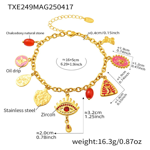 Wholesale Ferris Wheel Devil's Eye Multiaccessory Necklace And Bracelet Set For Women Fashion Stainless Steel And Titanium Steel Electroplated Jewelry