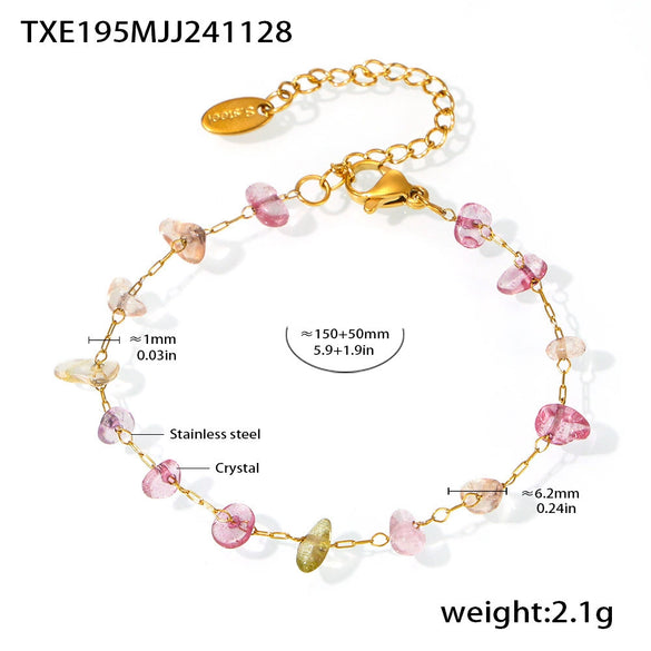 Wholesale Ferris Wheel Dopamine Crystal Stainless Steel Chain Clavicle Necklace And Bracelet For Women In Light Luxury Style With Electroplating