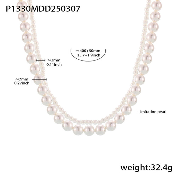 Wholesale Ferris Wheel Double Shell Bead Stainless Steel Electroplated Jewelry Set For Women Necklace Earrings Ring