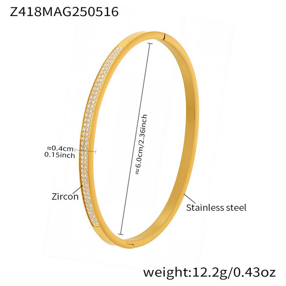 Wholesale Ferris Wheel Doublerow Fulldrill 5A Zircon Buckle Bracelet Geometric Fashion Stainless Steel Goldplated Electroplated