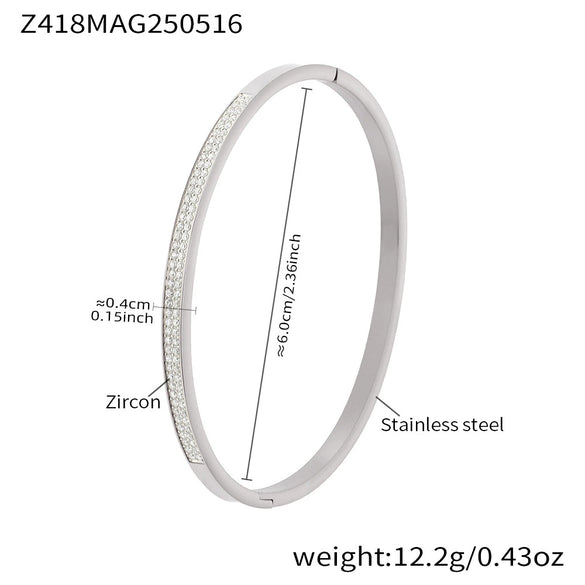 Wholesale Ferris Wheel Doublerow Fulldrill 5A Zircon Buckle Bracelet Geometric Fashion Stainless Steel Goldplated Electroplated