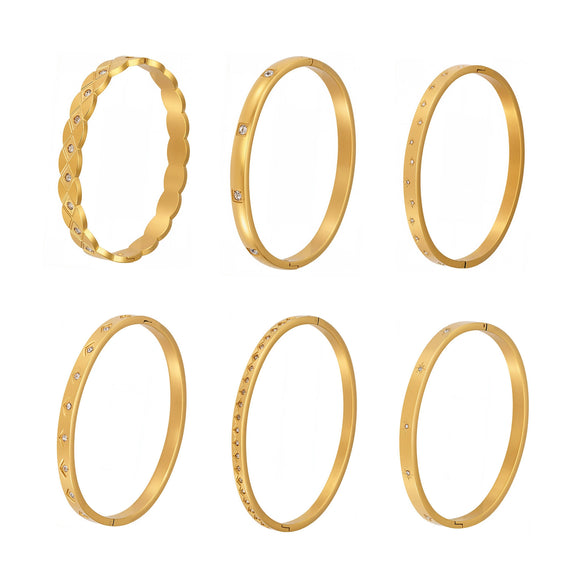 Wholesale Ferris Wheel Geometric Diamond Pattern Stainless Steel Zircon Electroplated Bracelet