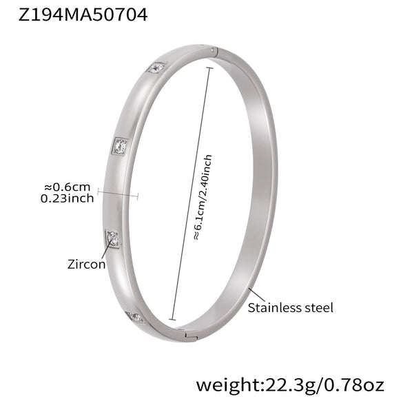 Wholesale Ferris Wheel Geometric Diamond Pattern Stainless Steel Zircon Electroplated Bracelet