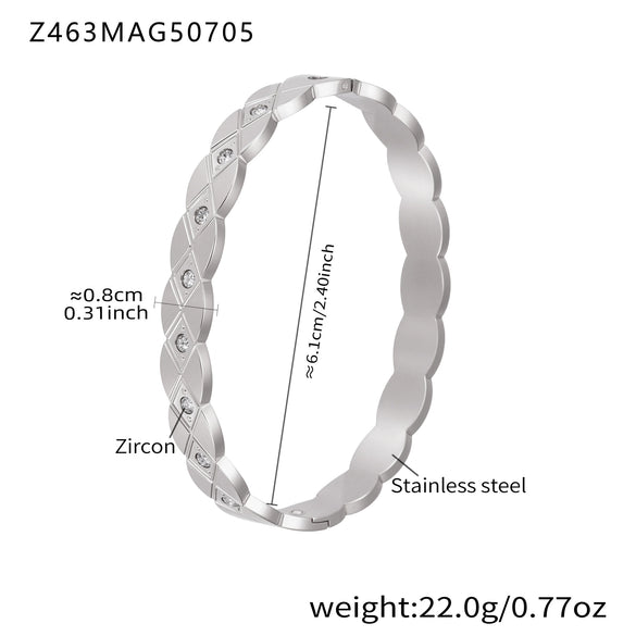 Wholesale Ferris Wheel Geometric Diamond Pattern Stainless Steel Zircon Electroplated Bracelet