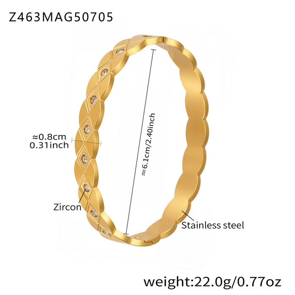 Wholesale Ferris Wheel Geometric Diamond Pattern Stainless Steel Zircon Electroplated Bracelet