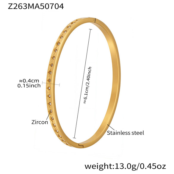 Wholesale Ferris Wheel Geometric Diamond Pattern Stainless Steel Zircon Electroplated Bracelet