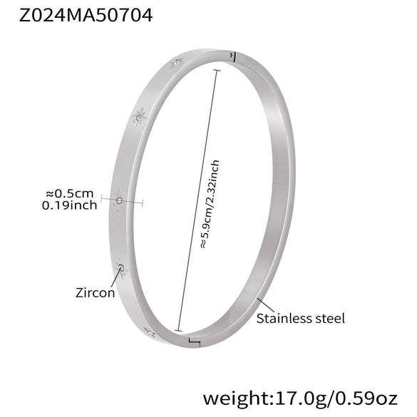 Wholesale Ferris Wheel Geometric Diamond Pattern Stainless Steel Zircon Electroplated Bracelet