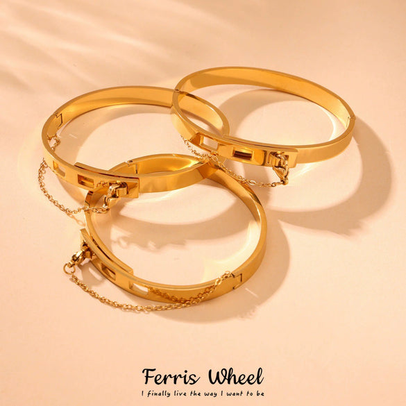 Wholesale Ferris Wheel Geometric Fashion Jewelry Chain Tassel Buckle Bracelet Stainless Steel Electroplated Couple Bracelet