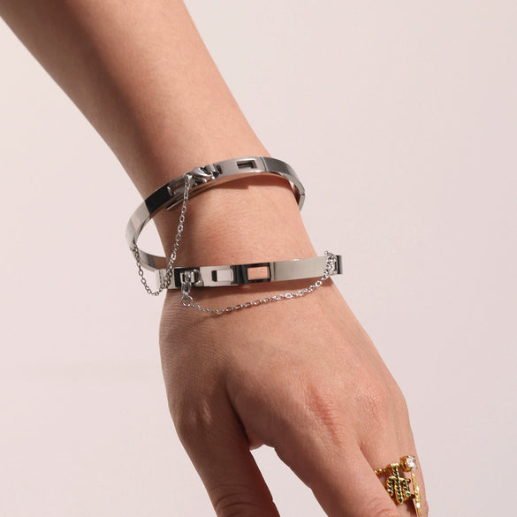 Wholesale Ferris Wheel Geometric Fashion Jewelry Chain Tassel Buckle Bracelet Stainless Steel Electroplated Couple Bracelet