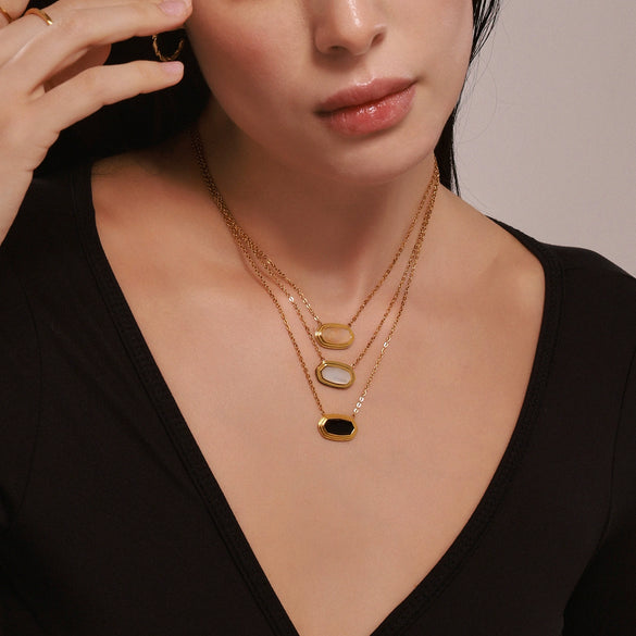 Wholesale Ferris Wheel Geometric Inlaid Necklace Pendant Stainless Steel 18K Gold Plated Titanium Steel Clavicle Chain Unisex