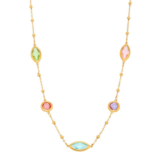 Wholesale Ferris Wheel Geometric Zircon Stainless Steel And Titanium Steel Electroplated Necklace For Ladies