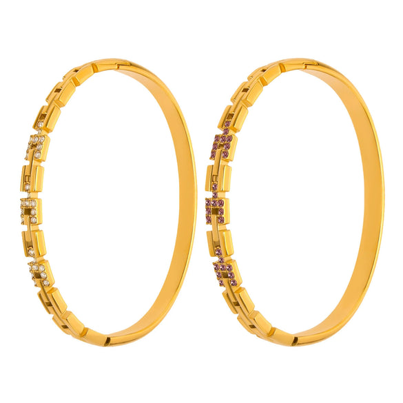 Wholesale Ferris Wheel Great Wall Grain Diamondencrusted Flash Buckle Bracelet Stainless Steel Zircon 18K Gold Plated Fashion Geometric Jewelry
