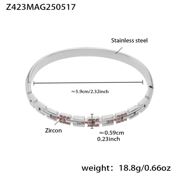 Wholesale Ferris Wheel Great Wall Grain Diamondencrusted Flash Buckle Bracelet Stainless Steel Zircon 18K Gold Plated Fashion Geometric Jewelry