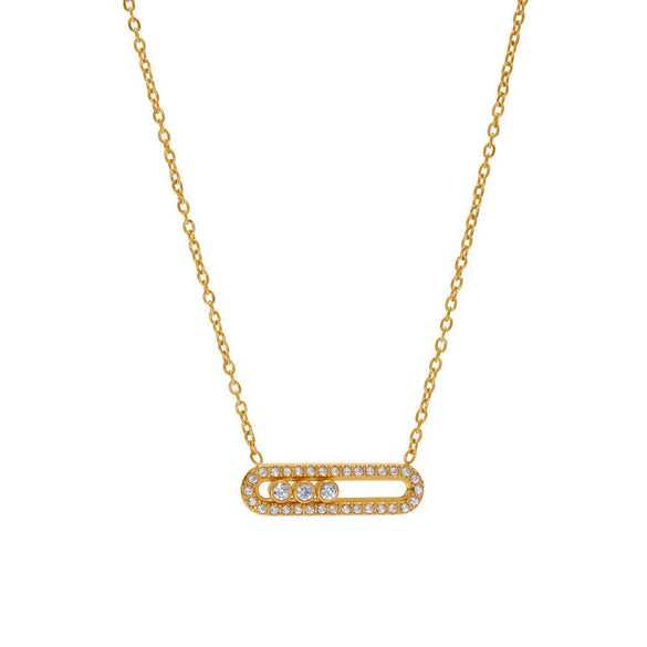 Wholesale Ferris Wheel Jewelry Set For Women And Men Stainless Steel And Titanium Steel Cnc Inlaid Zircon Three Diamond Necklace And Ring Electroplated