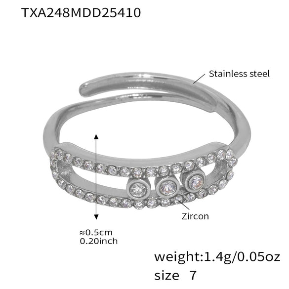 Wholesale Ferris Wheel Jewelry Set For Women And Men Stainless Steel And Titanium Steel Cnc Inlaid Zircon Three Diamond Necklace And Ring Electroplated