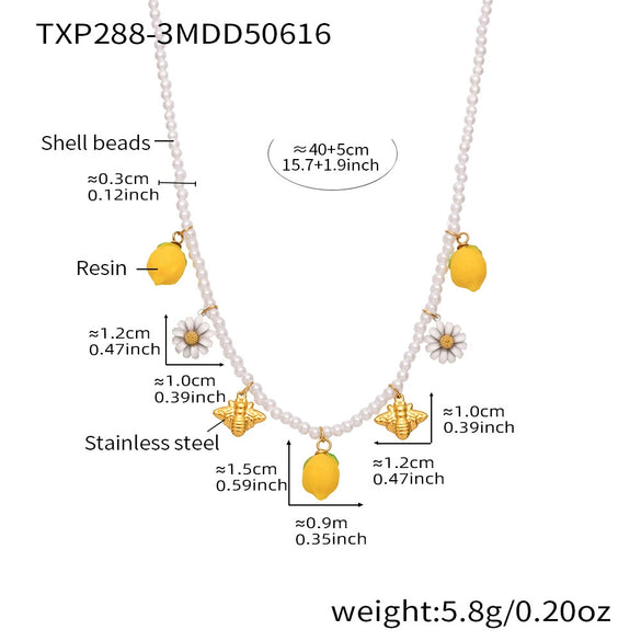 Wholesale Ferris Wheel Lemon Geometric Pendant Stainless Steel And Titanium Steel Electroplated Necklace And Jewelry Set For Women