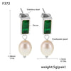 Wholesale Ferris Wheel Light Luxury Geometric Emerald Zircon Freshwater Pearl Electroplated Earrings For Women