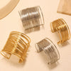 Wholesale Ferris Wheel Multilayer Open Bracelet Stainless Steel Goldplated Geometric Fashion Arm Ring Jewelry