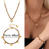 Wholesale Ferris Wheel Natural Stone Beaded Titanium Steel Electroplated Necklace And Bracelet Jewelry Set For Unisex
