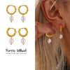 Wholesale Ferris Wheel Niche Twist Buckle Earrings For Women Made Of Stainless Steel And Freshwater Cultured Pearls With Geometric Pattern And 18K Real Gold Pvd Plating