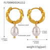 Wholesale Ferris Wheel Niche Twist Buckle Earrings For Women Made Of Stainless Steel And Freshwater Cultured Pearls With Geometric Pattern And 18K Real Gold Pvd Plating