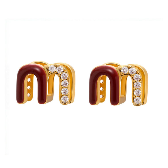 Wholesale Ferris Wheel Oil Drop Earrings For Women Copper Enamel Glaze Zircon Electroplated Light Luxury Style