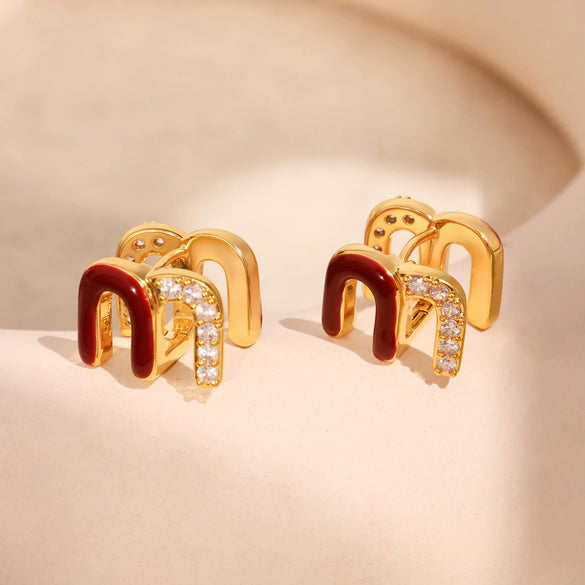 Wholesale Ferris Wheel Oil Drop Earrings For Women Copper Enamel Glaze Zircon Electroplated Light Luxury Style