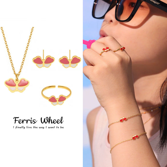 Wholesale Ferris Wheel Pattern Electroplated Stainless Steel And Enamel Glaze Jewelry Set For Children And Women