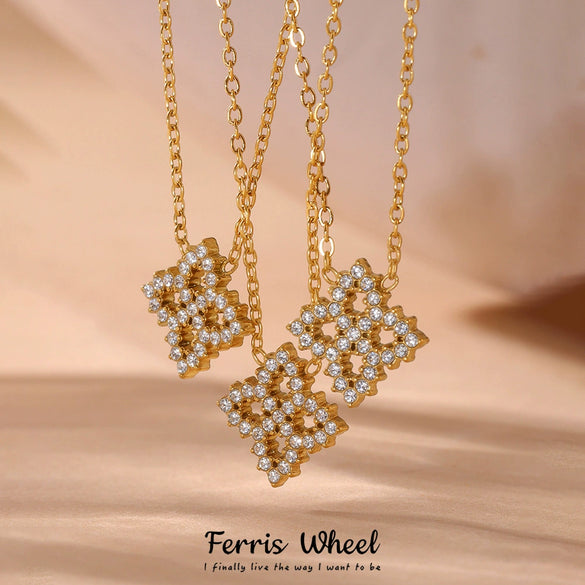 Wholesale Ferris Wheel Snowflake Design Jewelry Set For Women Made Of Stainless Steel Zircon And Titanium Steel With Electroplating Process