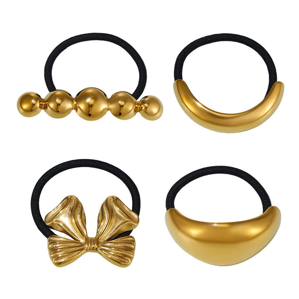 Wholesale Ferris Wheel Titanium Steel Electroplated 18K Real Gold High Elasticity Fashion Hair Rope Hair Accessories