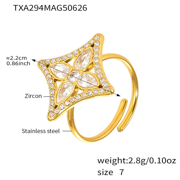 Wholesale Ferris Wheel Zircon Rhombus Flower Stainless Steel Electroplated Jewelry Set For Women