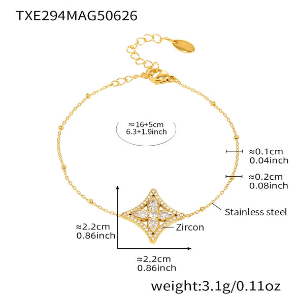 Wholesale Ferris Wheel Zircon Rhombus Flower Stainless Steel Electroplated Jewelry Set For Women