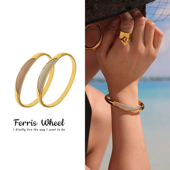 Wholesale Ferris Wheel Zircon Stainless Steel 18K Gold Plated Exquisite Bracelet Jewelry With Geometric Fashion Style