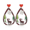 Wholesale Festival Elements Geometric Wood Earrings For Women With Christmas Series Cartoon Designs Like Santa Claus Elk Snowman Dinosaur And Penguin