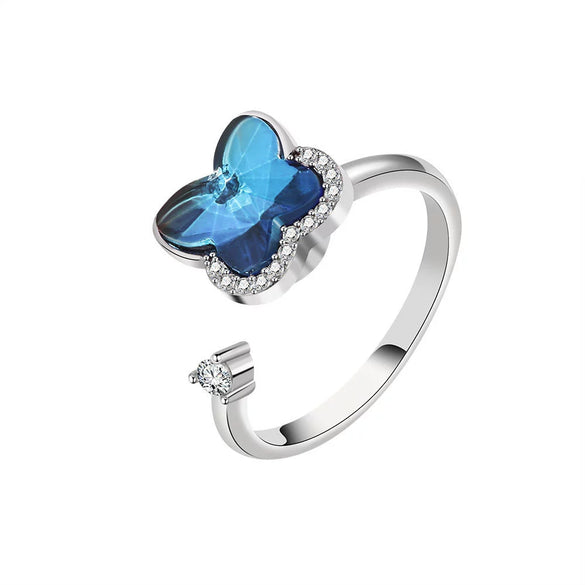 Wholesale Fidget Spinner Sterling Silver Ring For Women Rotatable Anxiety Pressure Relief Geometric Electroplated