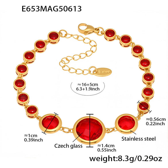 Wholesale Fine Czech Glass Women's Fashion Geometric Bracelet Stainless Steel 18K Gold Non Fading Electroplated
