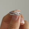 Wholesale Fine Twist Finger Ring In Stainless Steel With Geometric Zircon Cross 18K Real Gold Electroplated For Women
