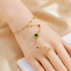 Wholesale Finger Bracelet Stainless Steel Geometric Heart Shape Inlaid Green Diamond Electroplated For Women