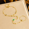 Wholesale Finger Bracelet Stainless Steel Geometric Heart Shape Inlaid Green Diamond Electroplated For Women