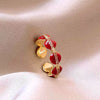 Wholesale Finger Ring Artificial Tiger's Eye Copper Geometric French Retro Electroplating Women's Jewelry