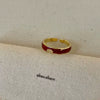 Wholesale Finger Ring Artificial Tiger's Eye Copper Geometric French Retro Electroplating Women's Jewelry