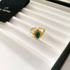 Wholesale Finger Ring Artificial Tiger's Eye Copper Geometric French Retro Electroplating Women's Jewelry