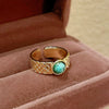 Wholesale Finger Ring Artificial Tiger's Eye Copper Geometric French Retro Electroplating Women's Jewelry