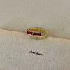 Wholesale Finger Ring Artificial Tiger's Eye Copper Geometric French Retro Electroplating Women's Jewelry