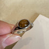 Wholesale Finger Ring Artificial Tiger's Eye Copper Geometric French Retro Electroplating Women's Jewelry
