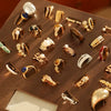 Wholesale Finger Ring Artificial Tiger's Eye Copper Geometric French Retro Electroplating Women's Jewelry