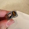 Wholesale Finger Ring Artificial Tiger's Eye Copper Geometric French Retro Electroplating Women's Jewelry