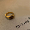 Wholesale Finger Ring Artificial Tiger's Eye Copper Geometric French Retro Electroplating Women's Jewelry