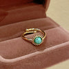 Wholesale Finger Ring Artificial Tiger's Eye Copper Geometric French Retro Electroplating Women's Jewelry